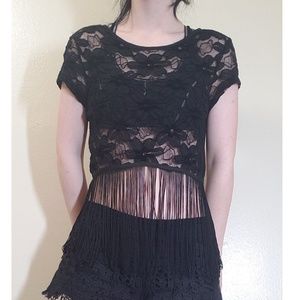 Floral lace crop top